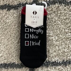 Pure Barre Black and Red Grip Socks